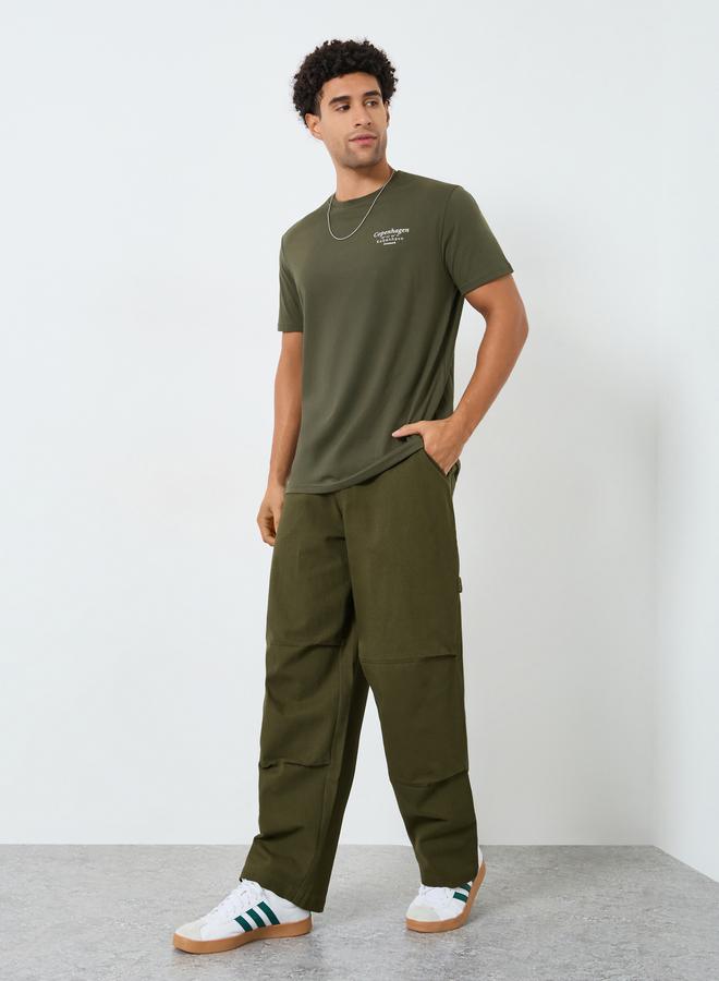 Styli Men Olive Green Baggy Carpenter Pant - Image 1